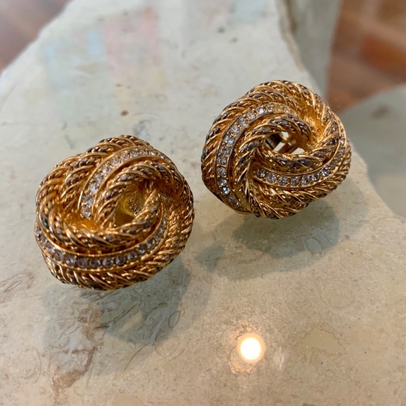 Dior Jewelry Vintage Christian Dior Crystal Knot Earrings Poshmark